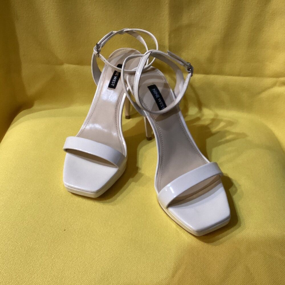 Nine West Off White Ankle Strap High Heeled Strappy Shoes Size 8.5